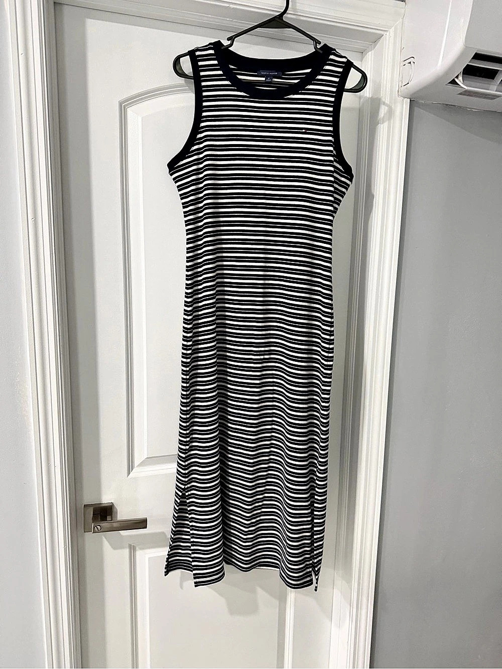 Tommy Hilfiger Striped Rib-Knit Tank Dress Blue & White Medium